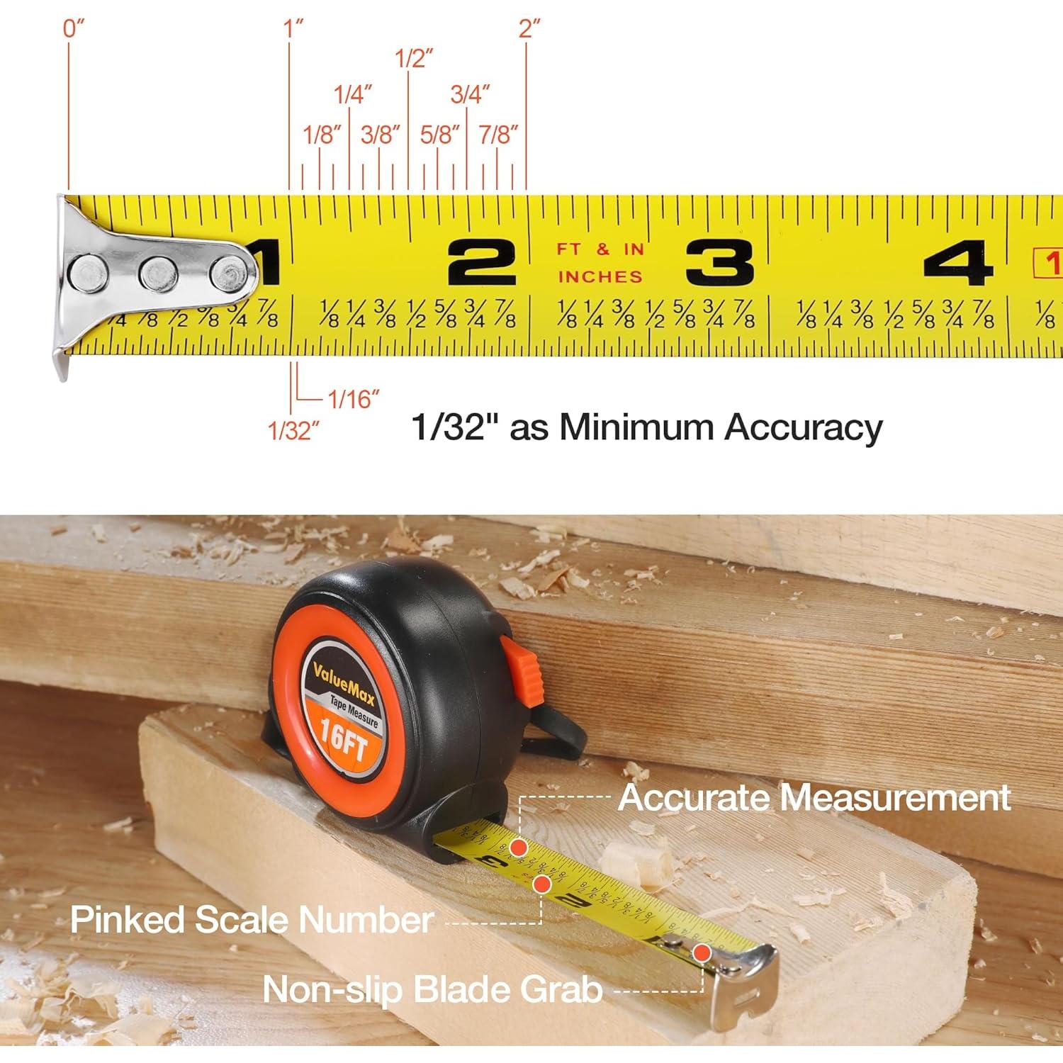 Cinta Métrica ValueMax 6 Piezas 4.88m Auto-Bloqueo