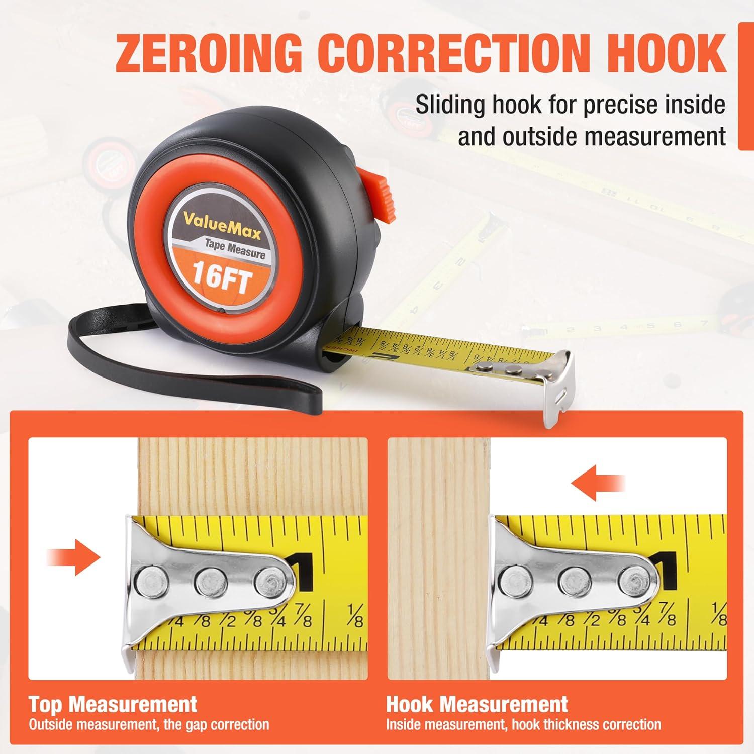 Cinta Métrica ValueMax 6 Piezas 4.88m Auto-Bloqueo