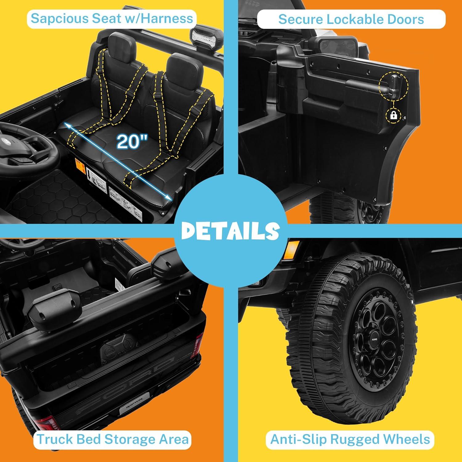 Coche Eléctrico Licenciado Ford F-150 Raptor 24V para Niños