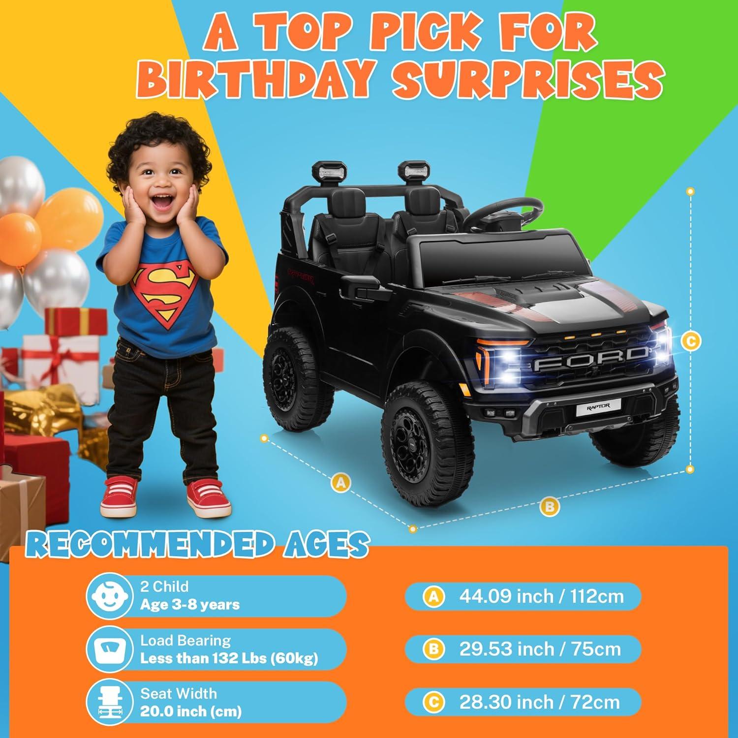 Coche Eléctrico Licenciado Ford F-150 Raptor 24V para Niños