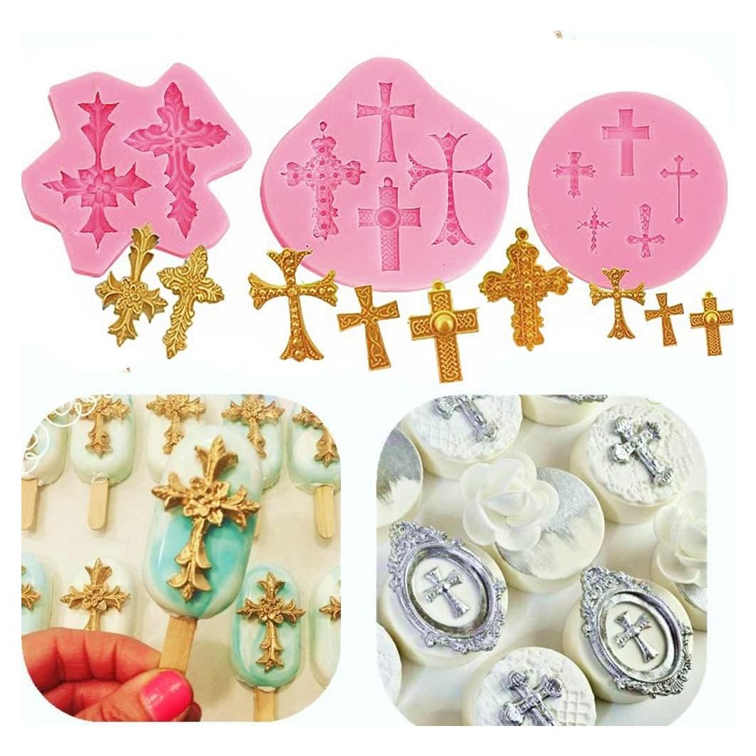 Moldes de Silicona para Pastel JeVenis - 3 Piezas Bautismo