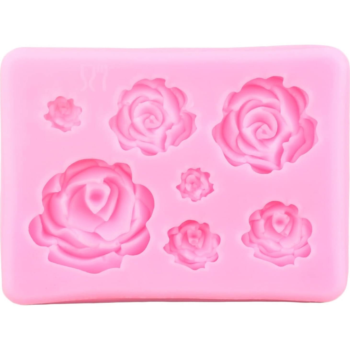 Molde de Silicona para Fondant Rosa Mujiang - Set de 4 Piezas