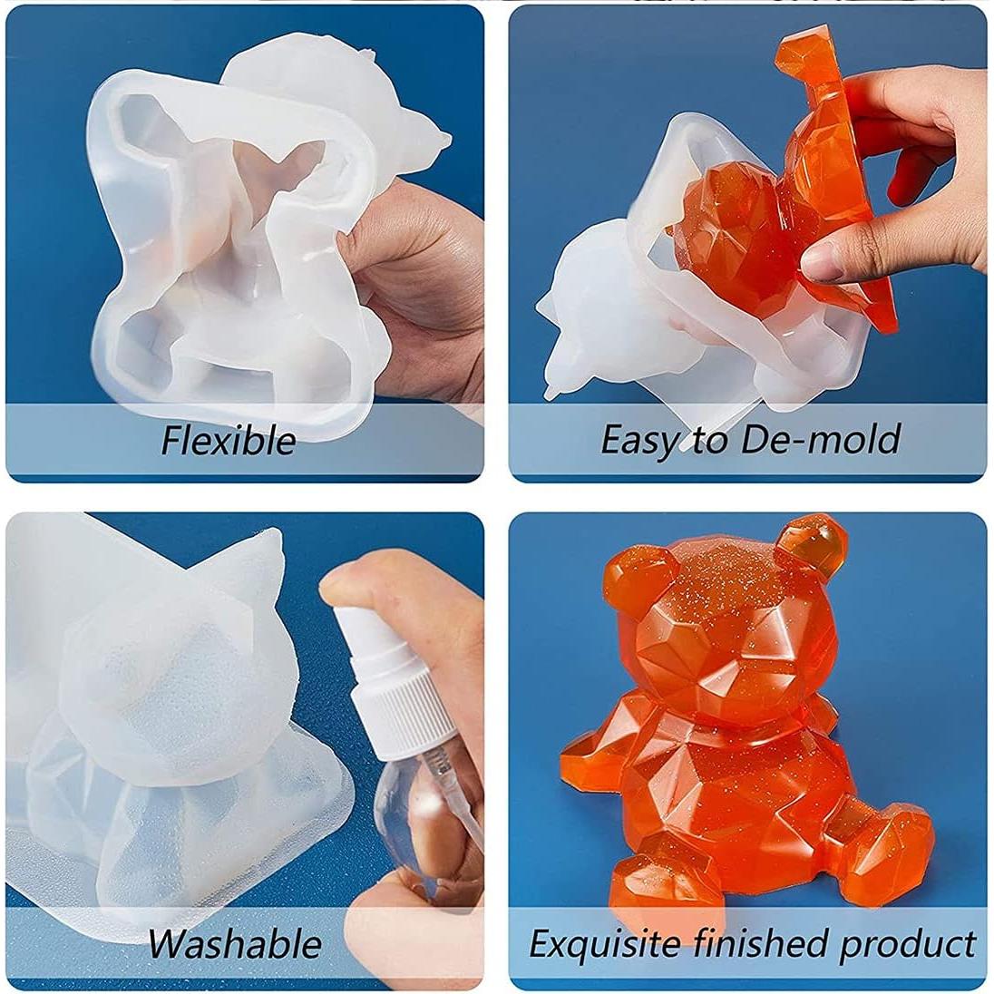 3 Moldes de Silicona de Resina 3D AngelReally - Oso y Gato