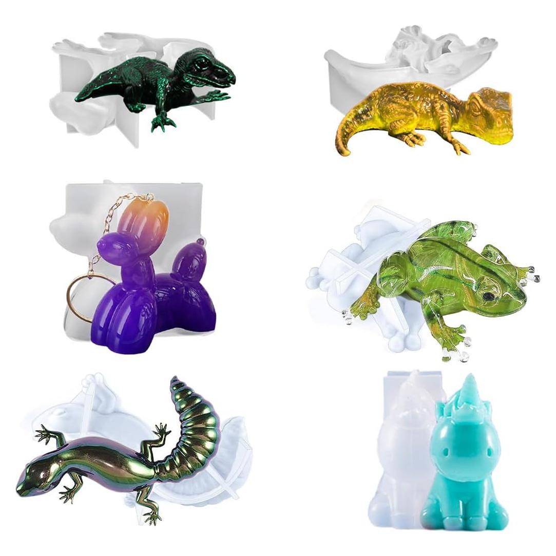 Juego de 6 Moldes de Silicona 3D Animales Permulaan