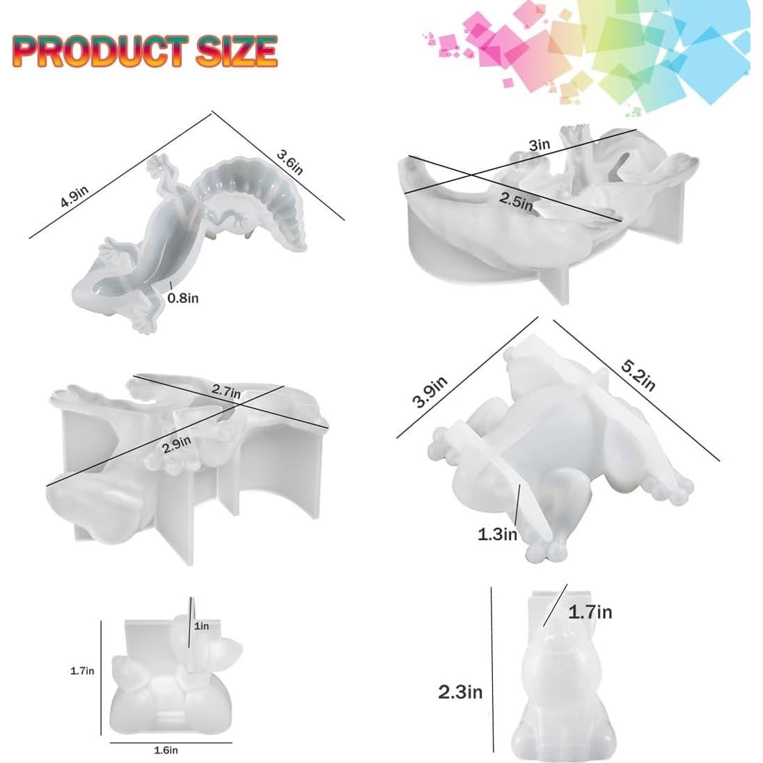 Juego de 6 Moldes de Silicona 3D Animales Permulaan
