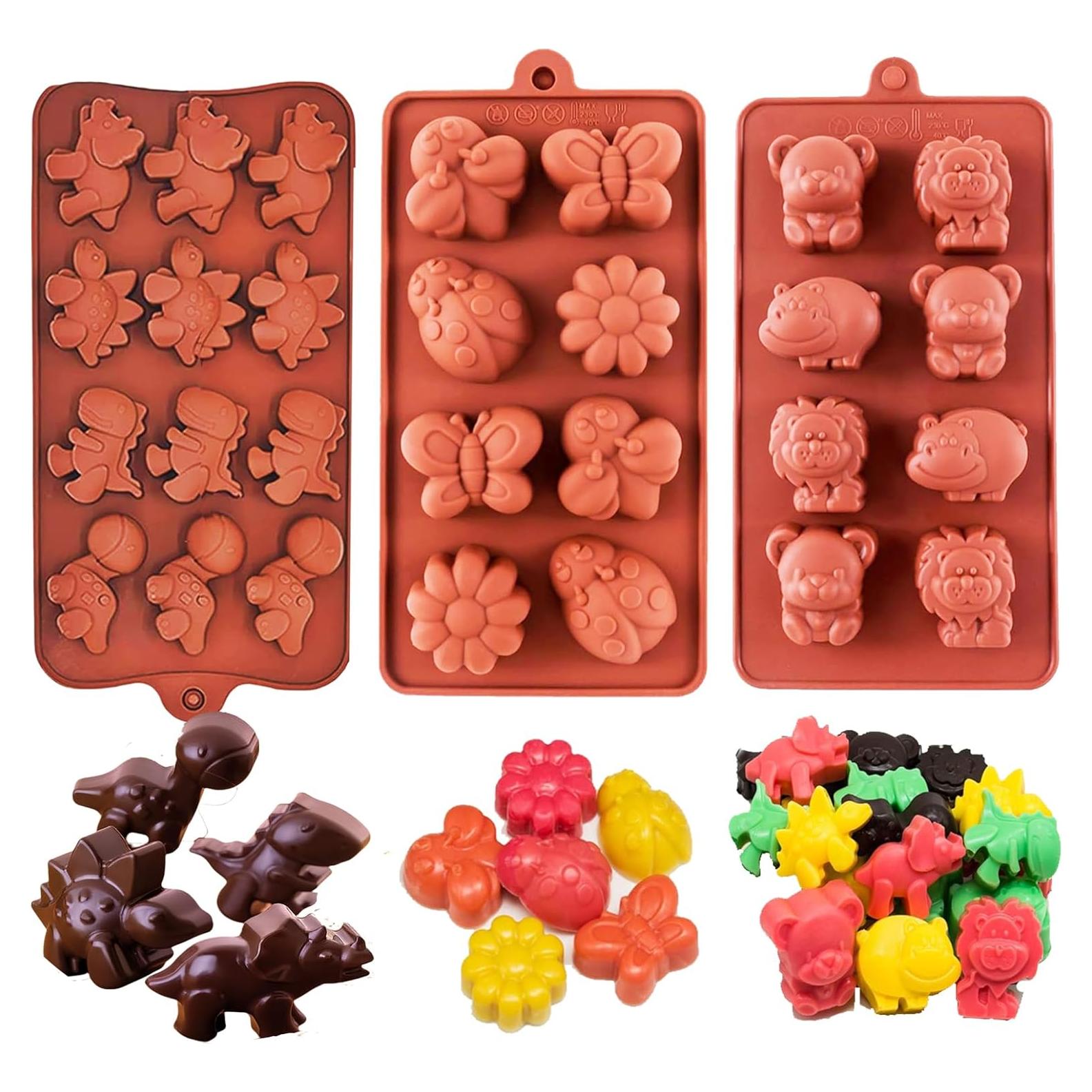 Moldes de Silicona para Chocolate ENBRWAS - 3 Piezas Animales