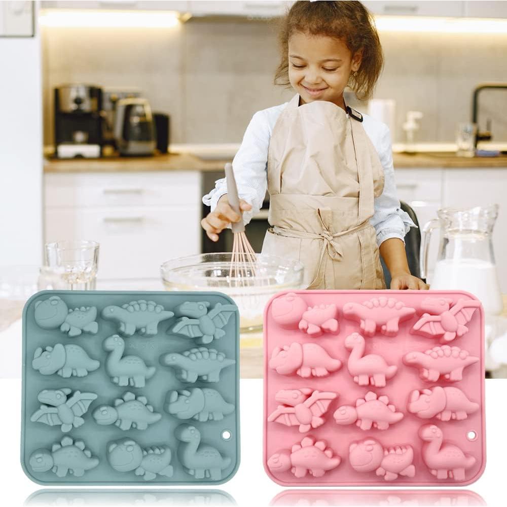 Moldes de Silicona Dinosaurio 3D BENEKIY - 2 Piezas 12 Cavidades