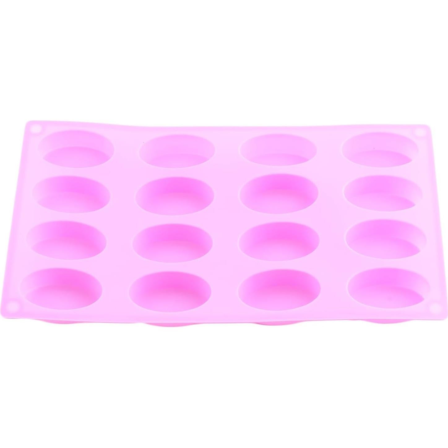 Molde de Silicona Ovalado YIMINGMOLD 16 Cavidades Rosa 29x17 cm