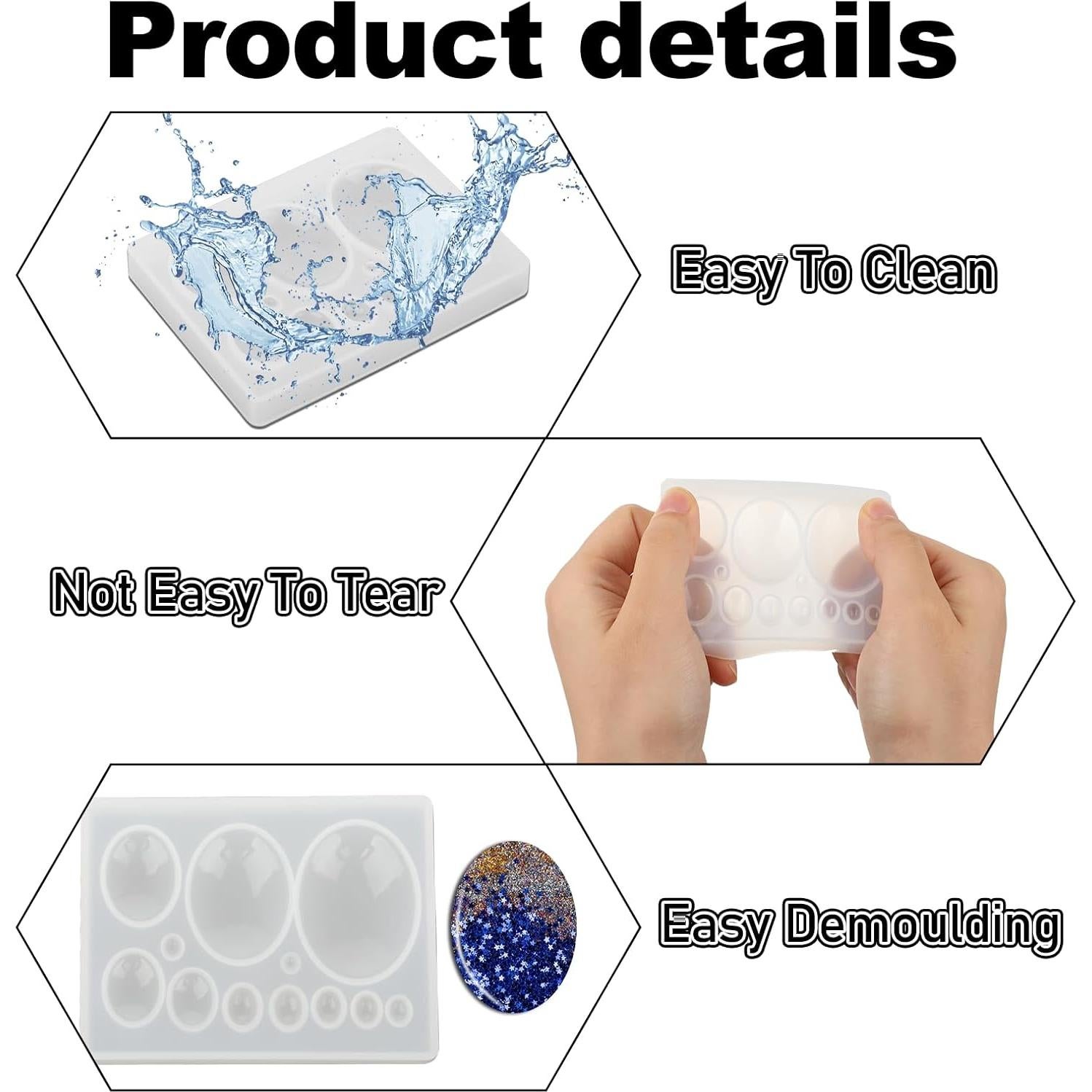 Moldes de Silicona para Joyas Trinkrittey Ovalados 8.5x6.5cm