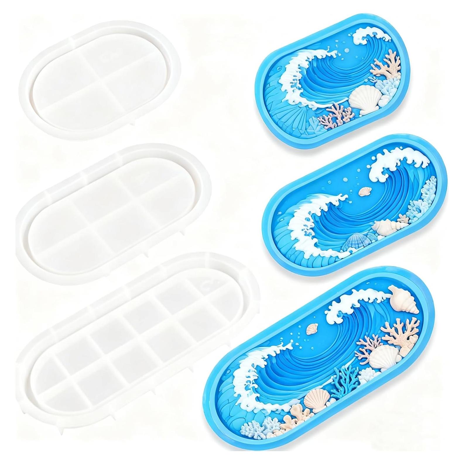 Juego de 3 Moldes de Silicona Ovalados para Resina 16.5x12 cm