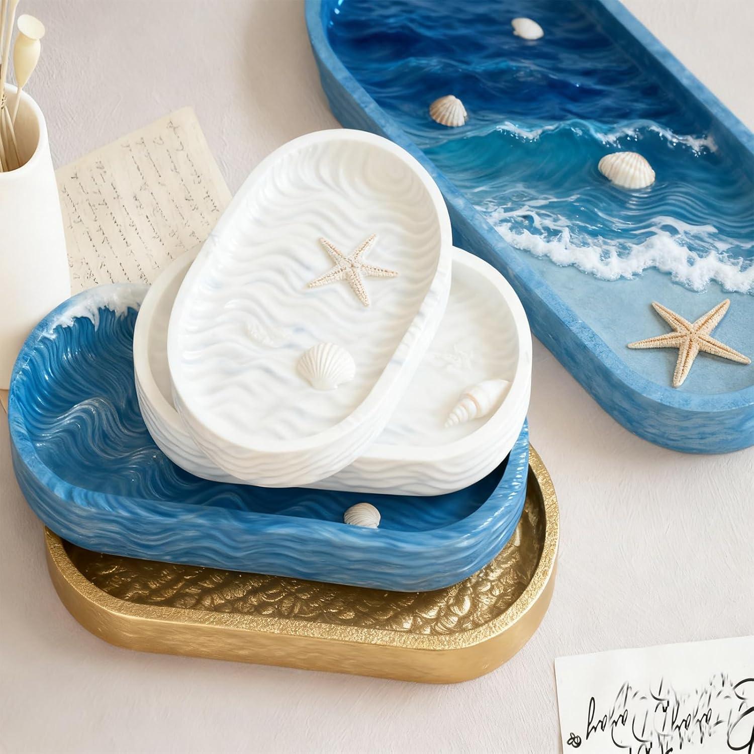 Juego de 3 Moldes de Silicona Ovalados para Resina 16.5x12 cm