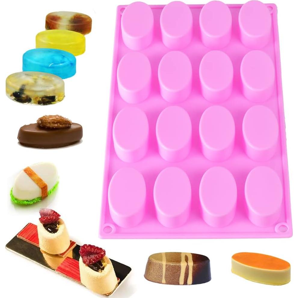 Moldes de Jabón Ovalados de Silicona Newk - 2 Paquetes de 16 Cavidades