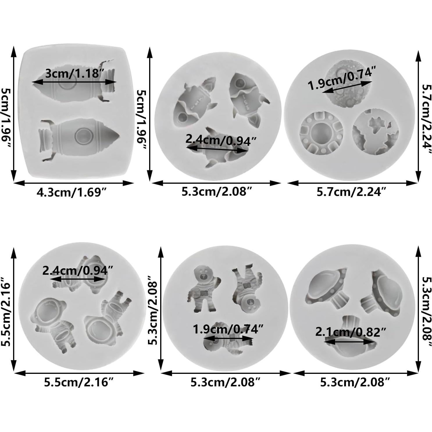 Molde de Silicona Espacial Sijiangmold 6 Piezas Fondant