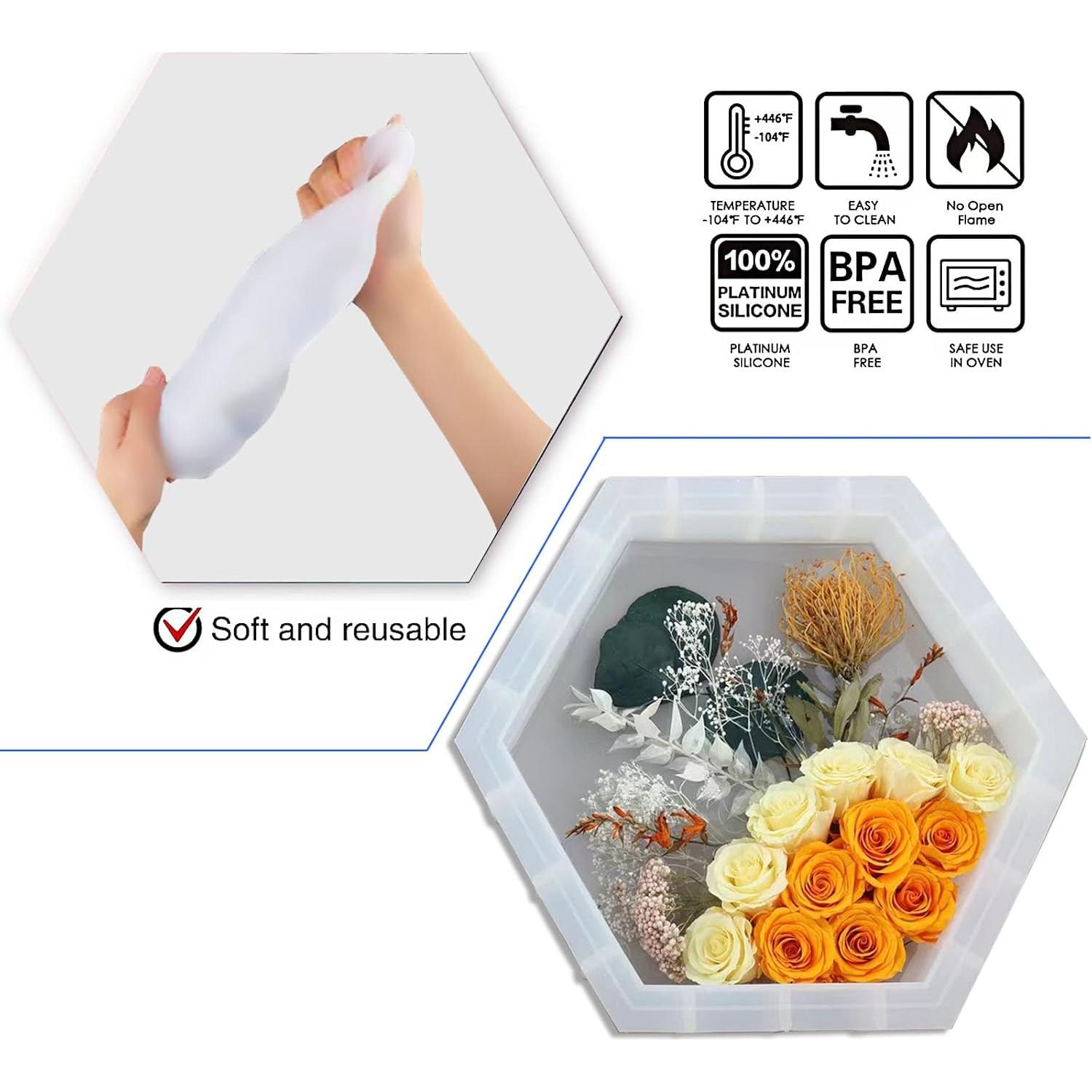 Moldes de Silicona Hexagonales Grandes Demorex para Resina 23.1x19.8cm