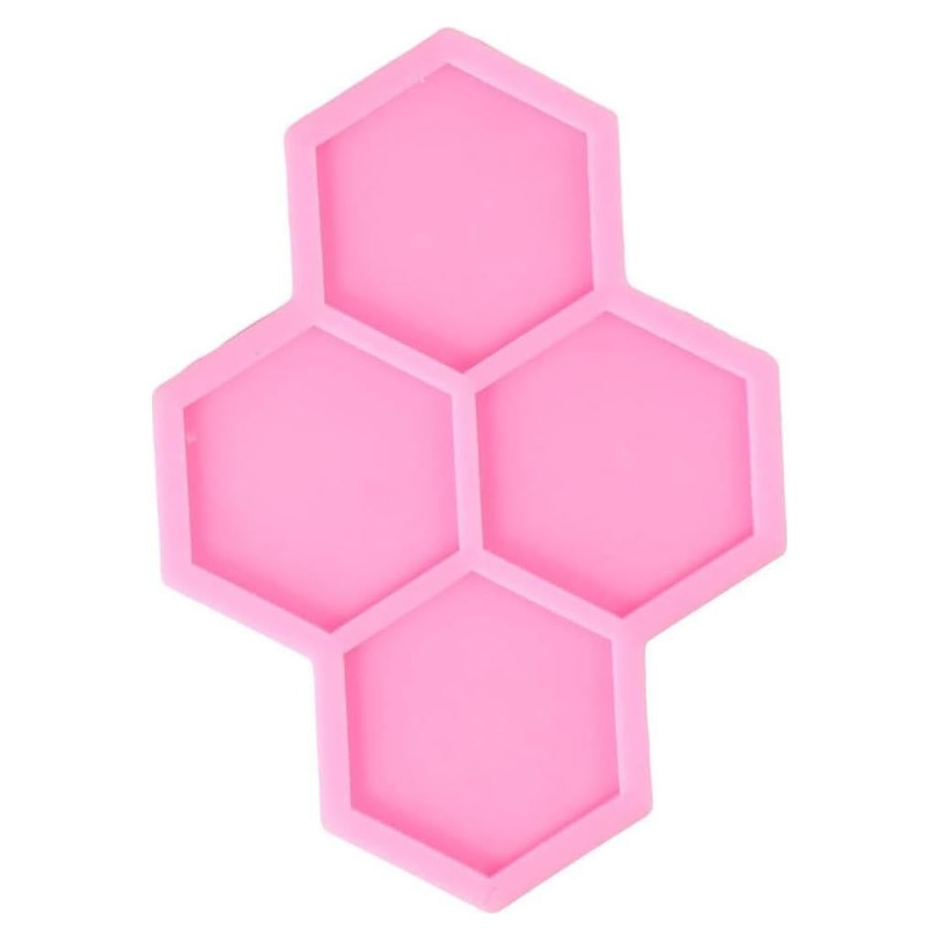 Molde de Silicona Hexagonal Uniquer 4 Cavidades Rosa 15x10cm