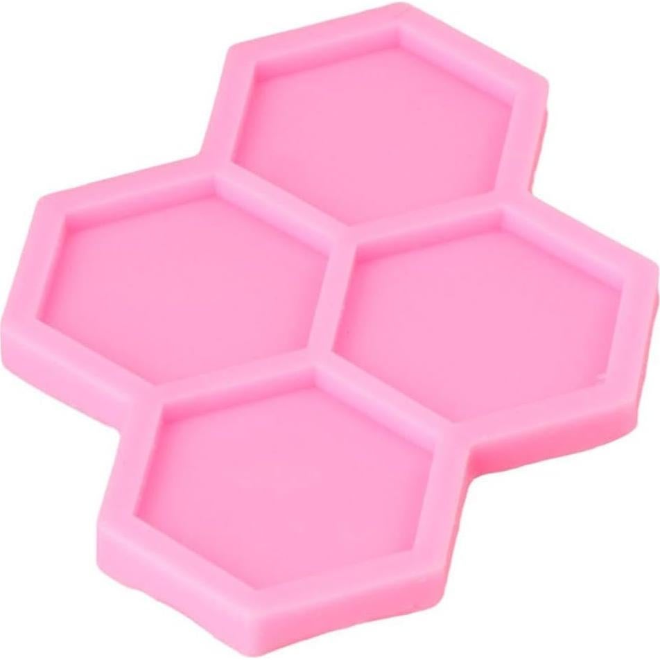 Molde de Silicona Hexagonal Uniquer 4 Cavidades Rosa 15x10cm