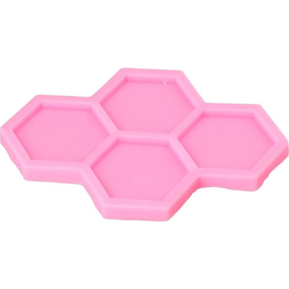 Molde de Silicona Hexagonal Uniquer 4 Cavidades Rosa 15x10cm