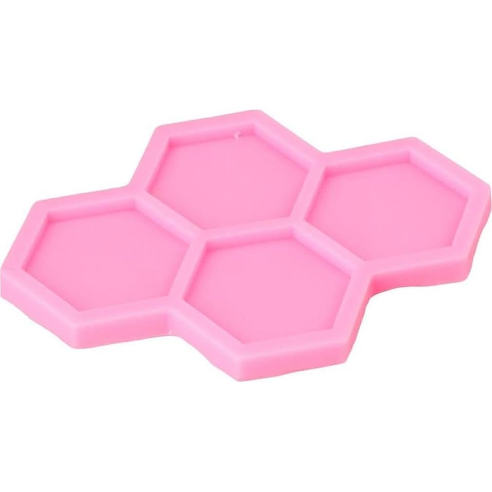 Molde de Silicona Hexagonal Uniquer 4 Cavidades Rosa 15x10cm