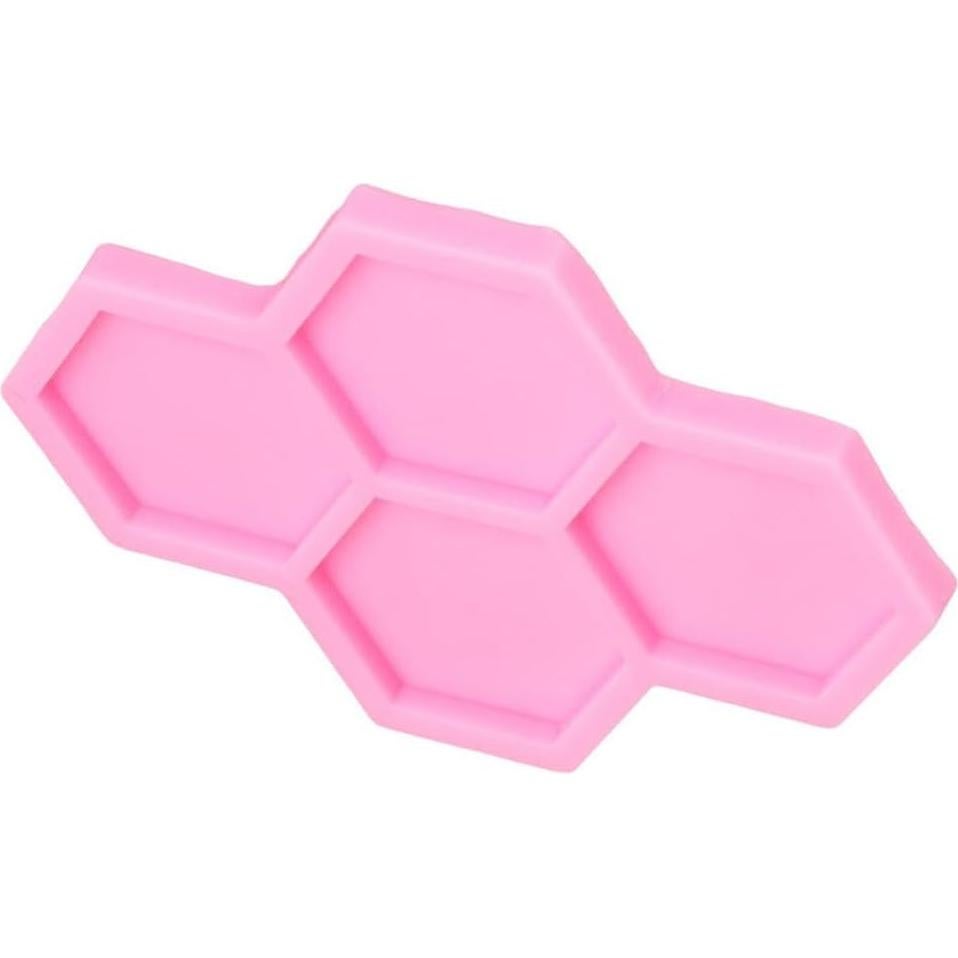 Molde de Silicona Hexagonal Uniquer 4 Cavidades Rosa 15x10cm
