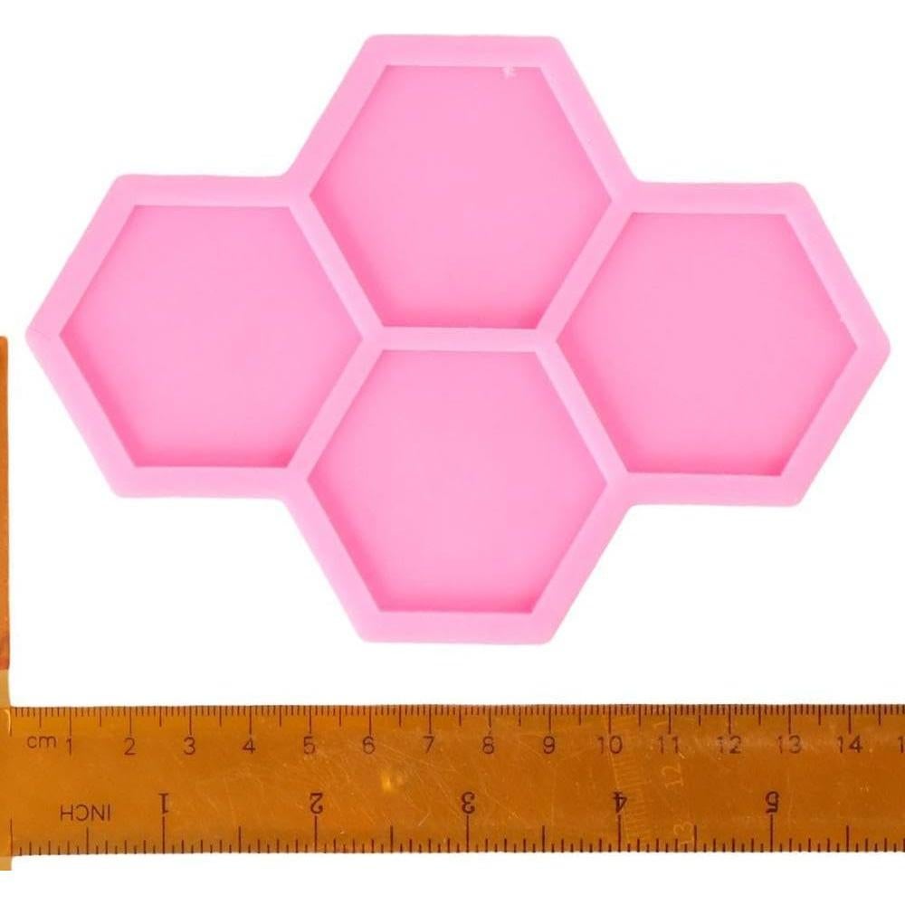 Molde de Silicona Hexagonal Uniquer 4 Cavidades Rosa 15x10cm