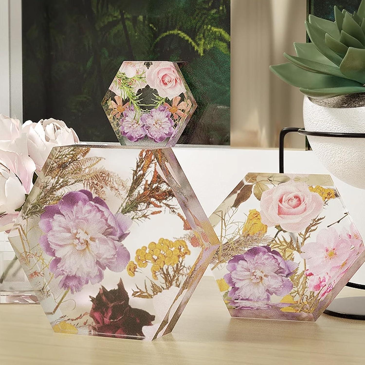 Molde de Silicona Hexagonal HOODANCOS 3 Piezas para Epoxy