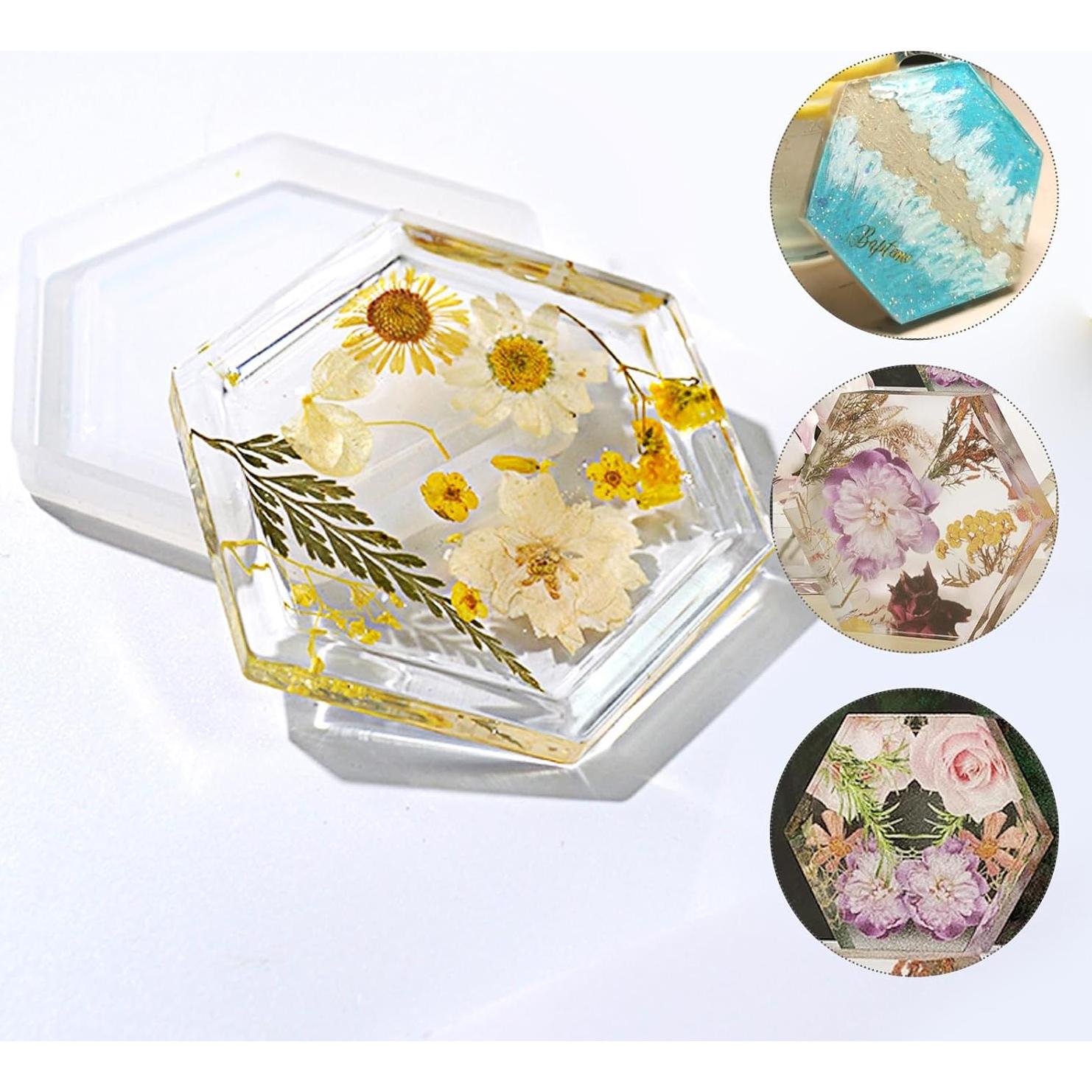 Molde de Silicona Hexagonal HOODANCOS 3 Piezas para Epoxy