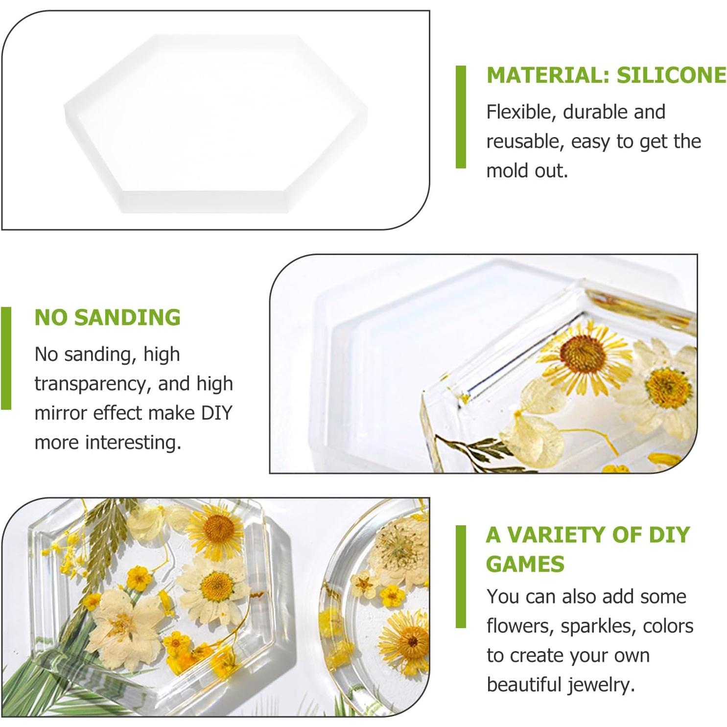 Molde de Silicona Hexagonal HOODANCOS 3 Piezas para Epoxy