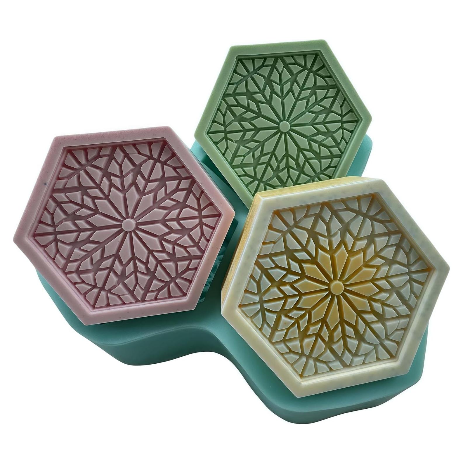 Molde de Jabón Hexagonal I-BEST de Silicona 3 Cavidades