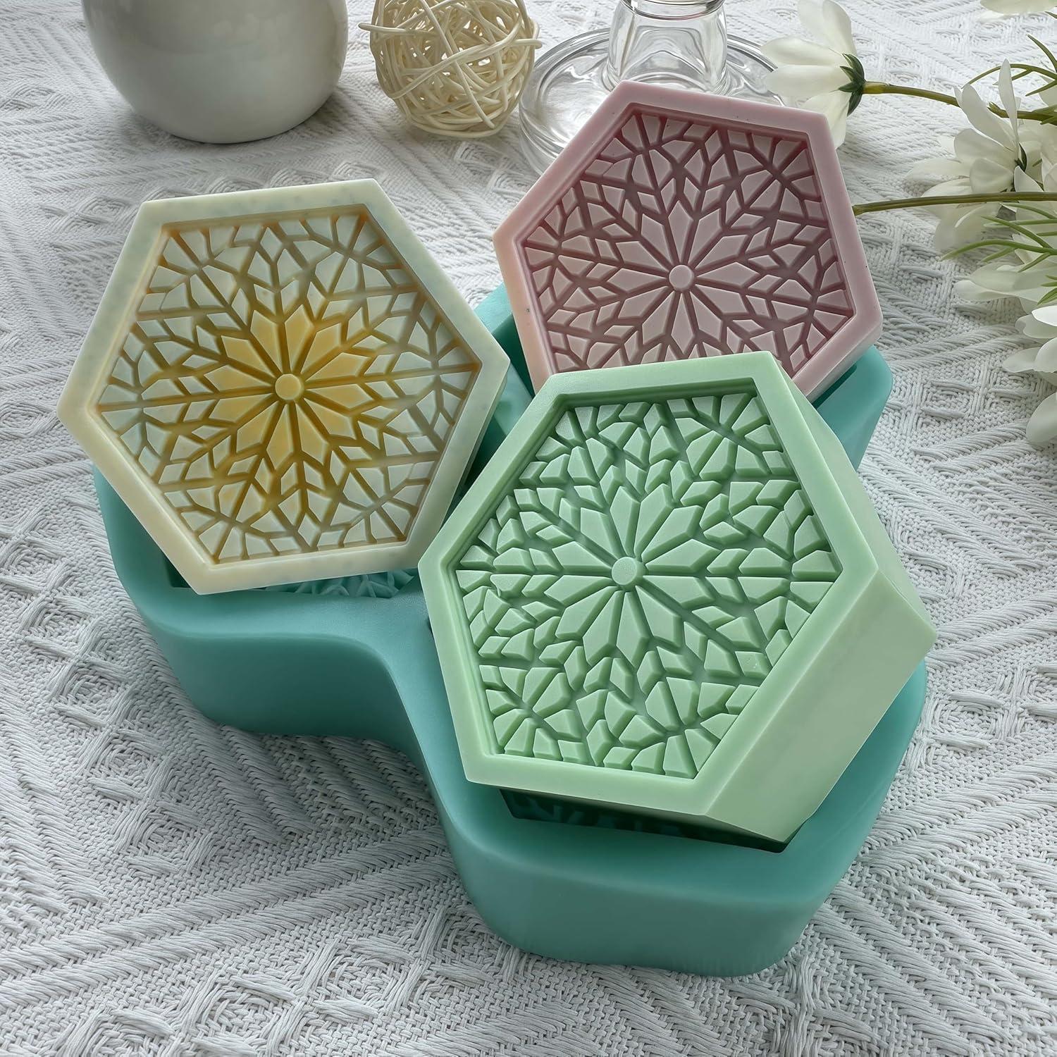 Molde de Jabón Hexagonal I-BEST de Silicona 3 Cavidades