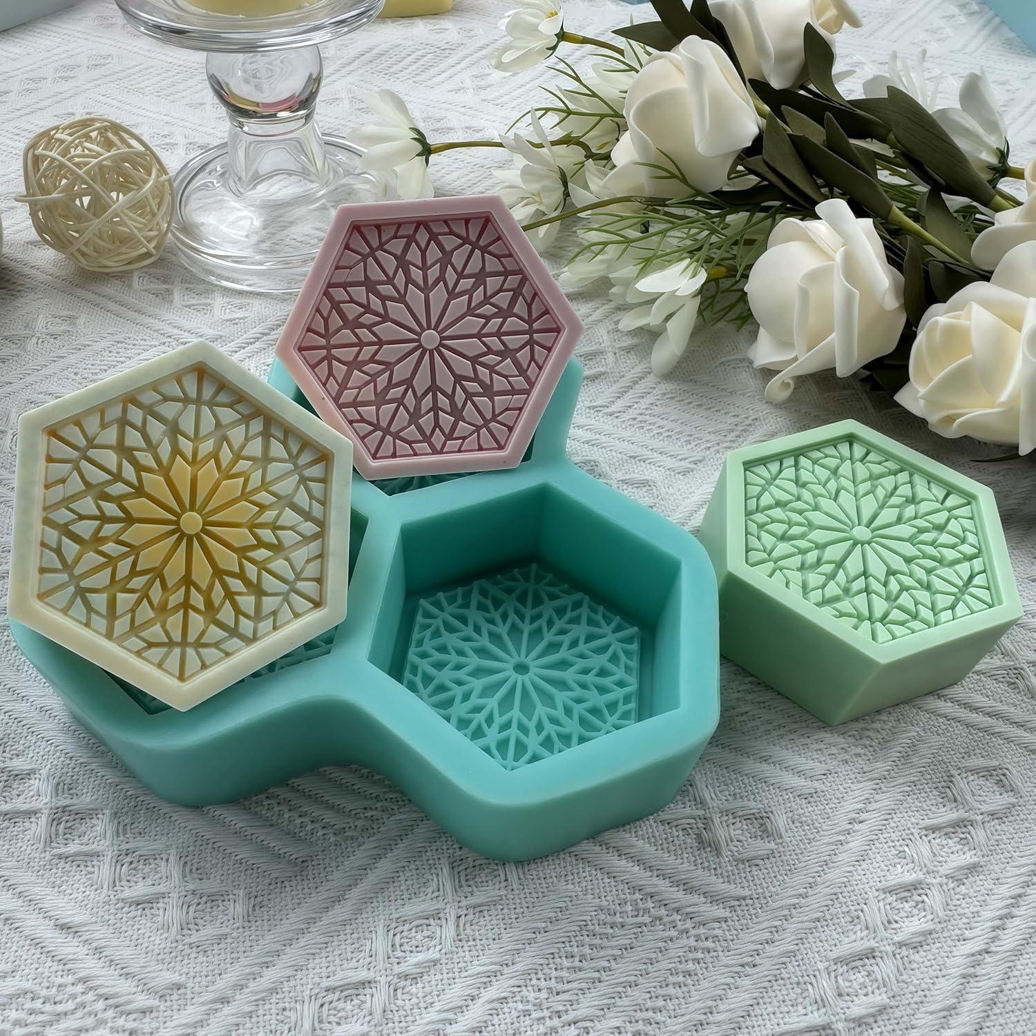 Molde de Jabón Hexagonal I-BEST de Silicona 3 Cavidades