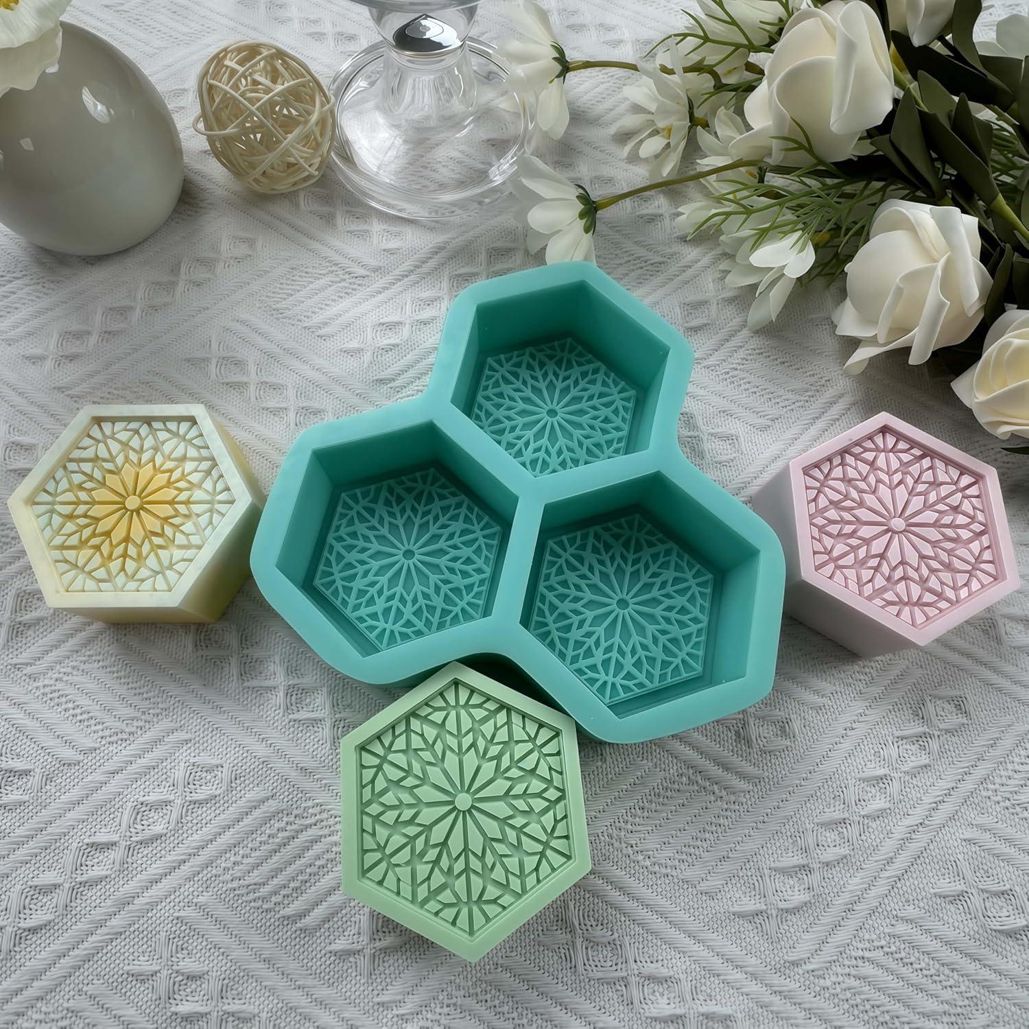 Molde de Jabón Hexagonal I-BEST de Silicona 3 Cavidades