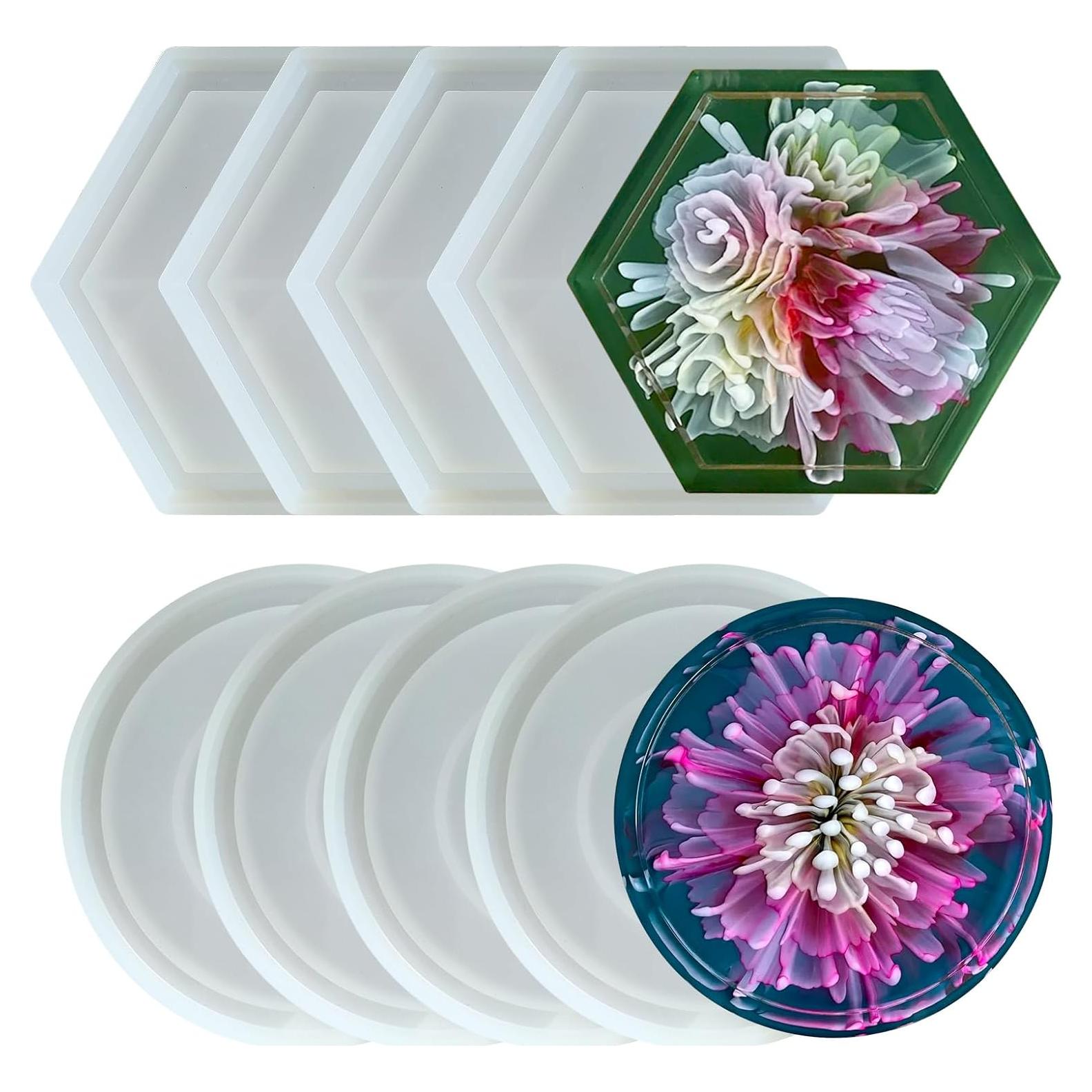 8 Moldes de Silicona para Posavasos de Resina Midnadiy