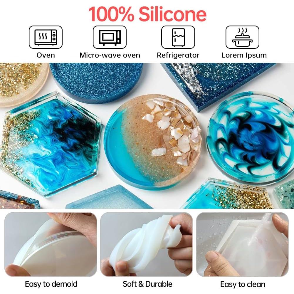 8 Moldes de Silicona para Posavasos de Resina Midnadiy