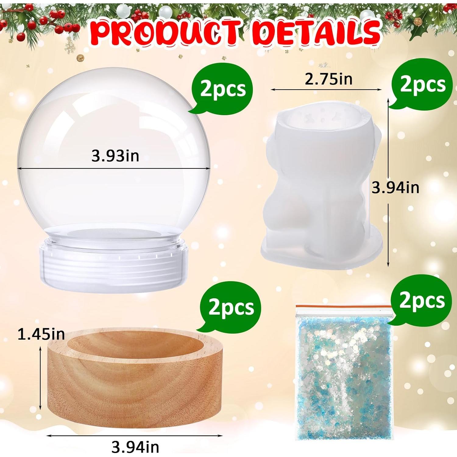 LemonRoad Set 2 Globos de Nieve DIY 9.91 cm con Base de Madera