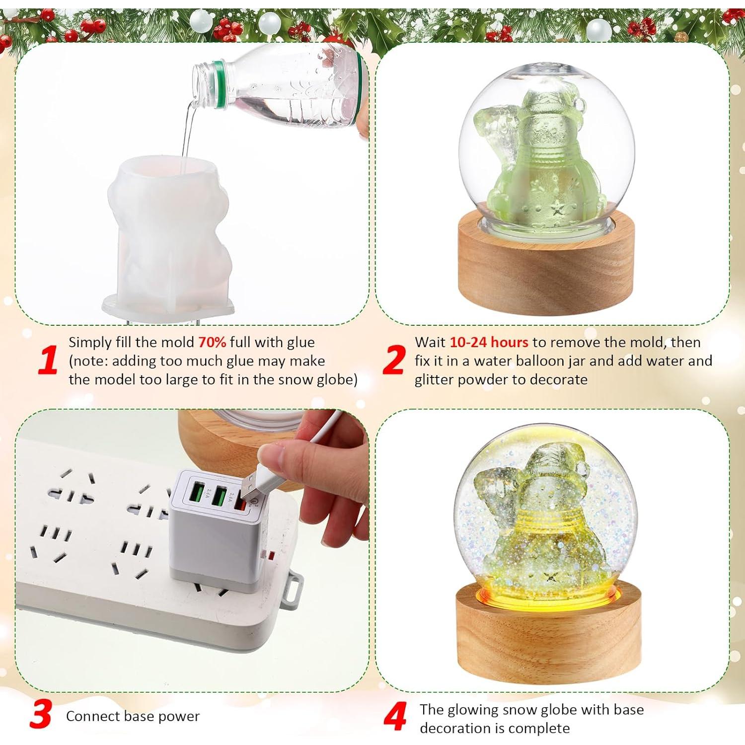 LemonRoad Set 2 Globos de Nieve DIY 9.91 cm con Base de Madera