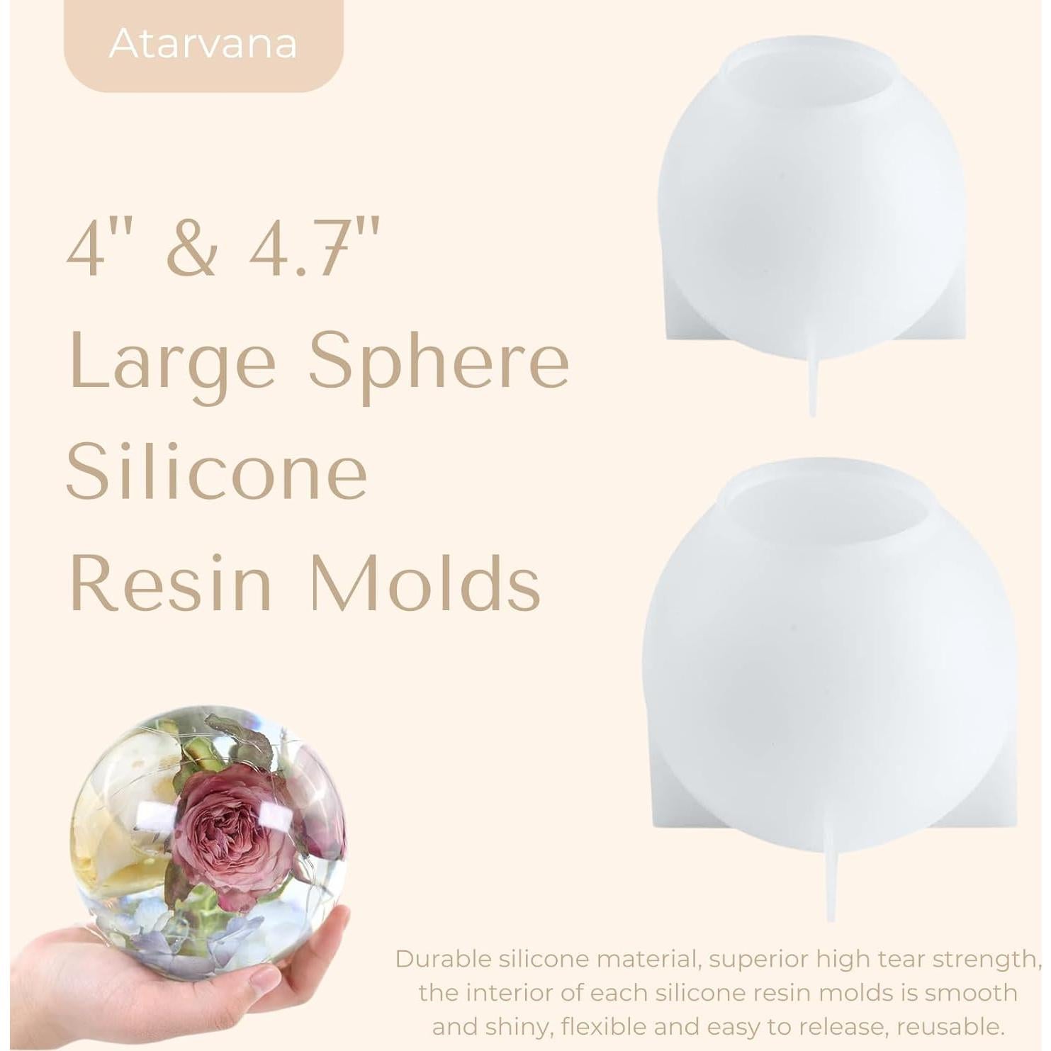Kit de Moldes de Resina Atarvana 2 Pcs Esfera 11.9 cm y 10.2 cm