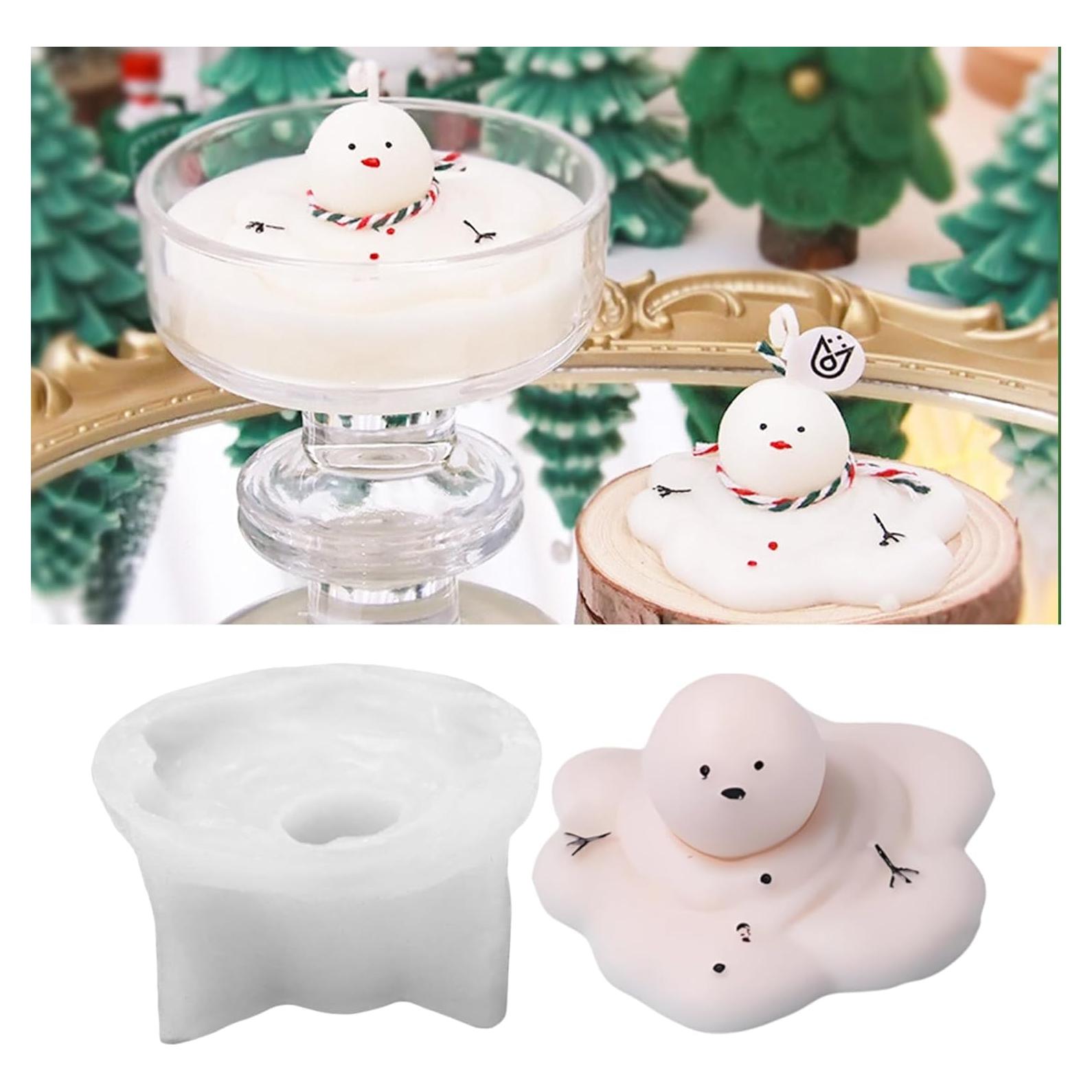 Moldes de Silicona para Velas Ceoyiler Muñeco de Nieve 6.8 cm