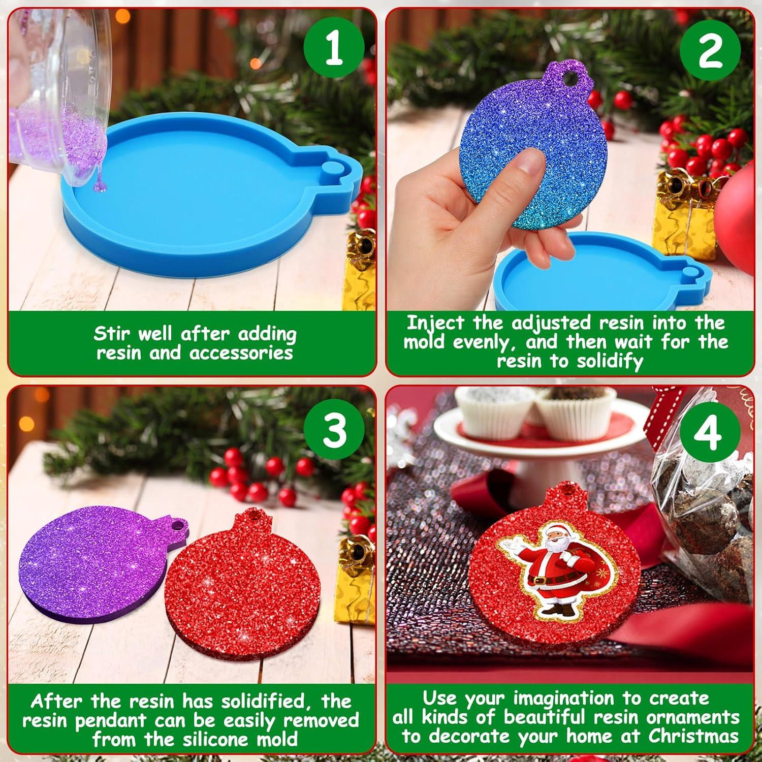 Moldes de Resina Silicona FEBSNOW 4 Piezas Redondos 6.8 cm