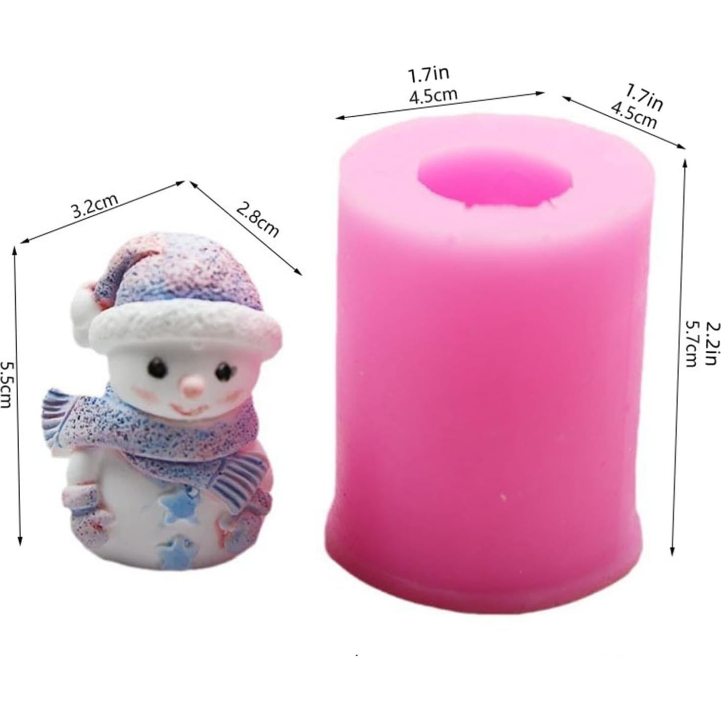 Moldes de Silicona Muñeco de Nieve Xidmold 2 Pcs 4.5 cm