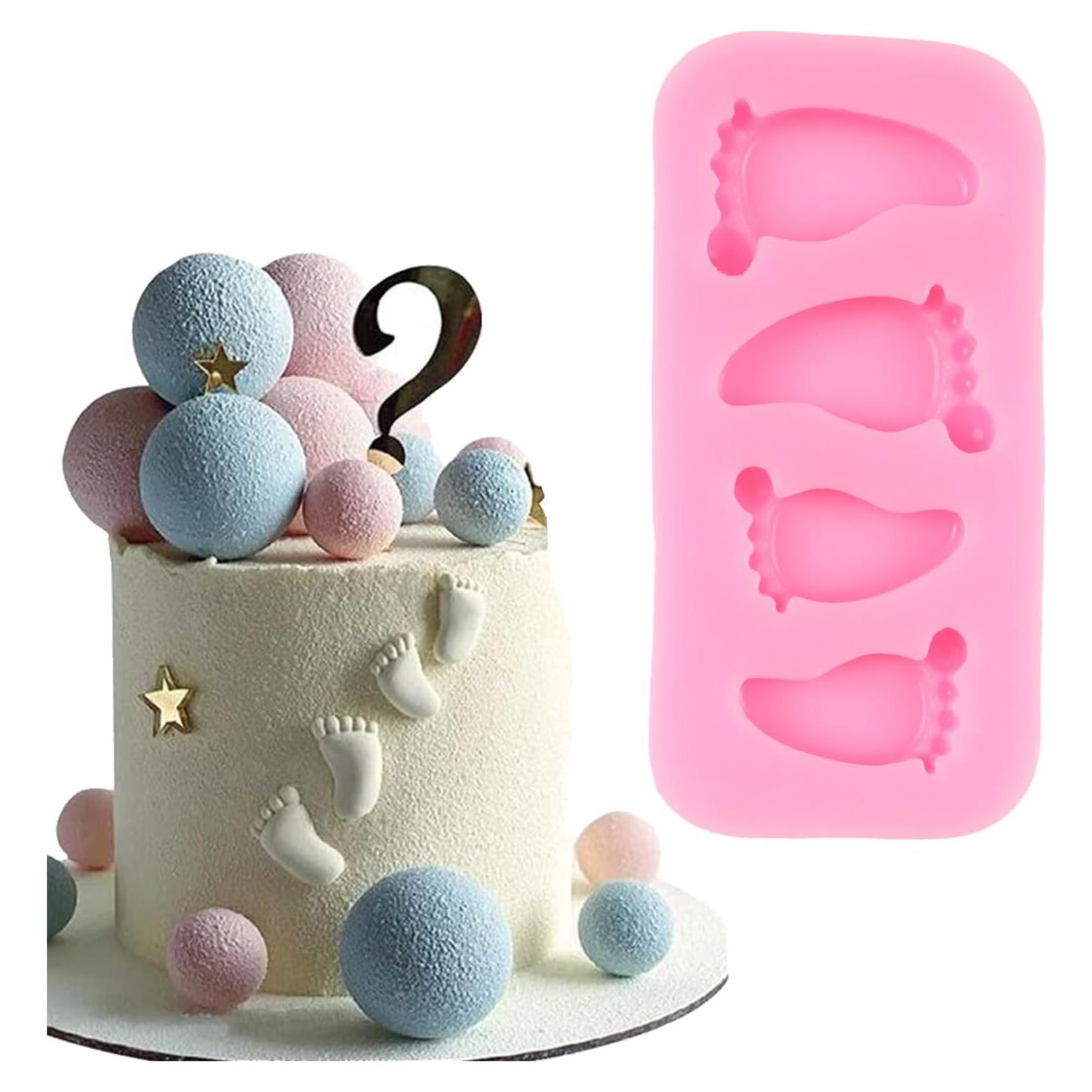 Molde de Silicona Huella de Bebé QDMOLDS 4x8 cm Rosa