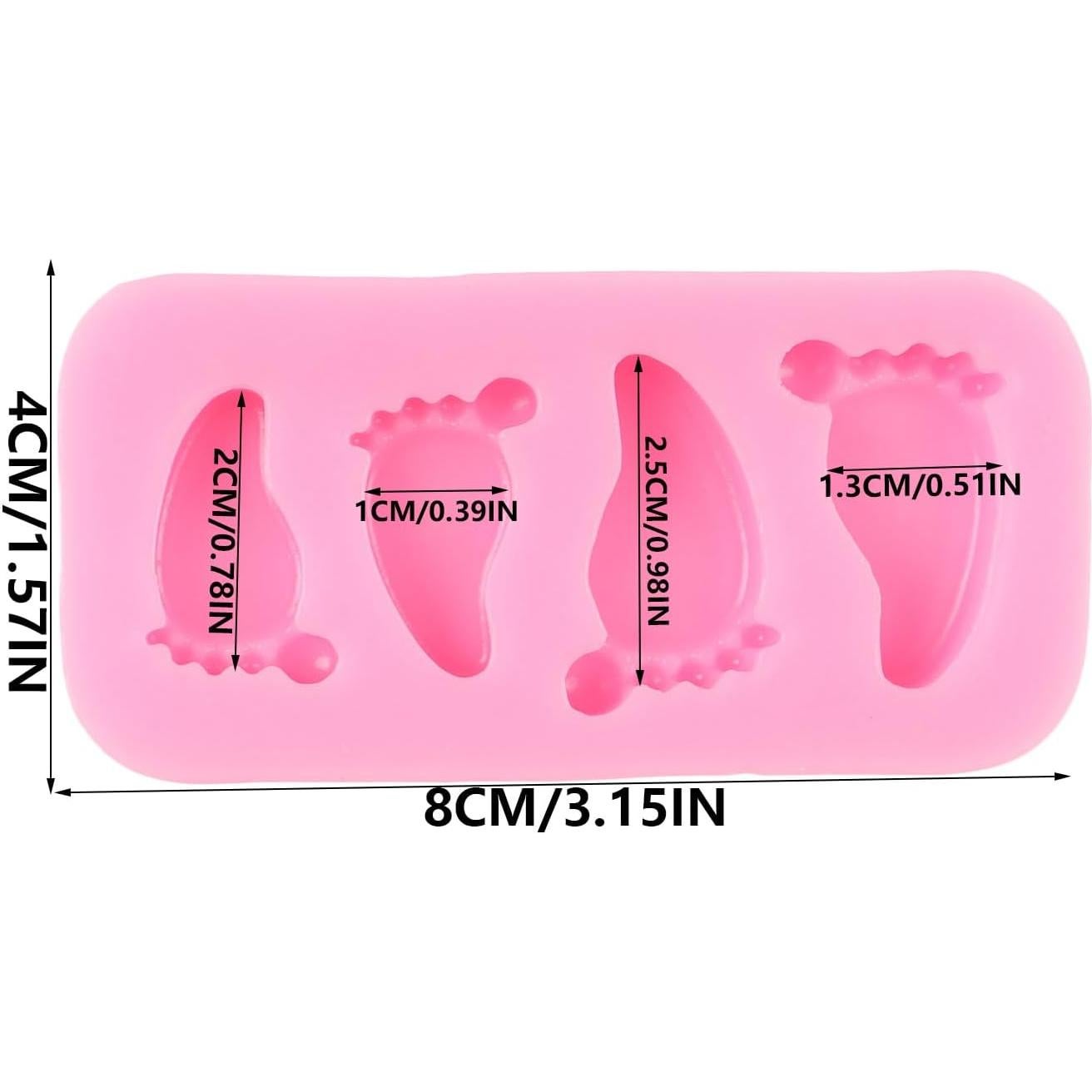 Molde de Silicona Huella de Bebé QDMOLDS 4x8 cm Rosa