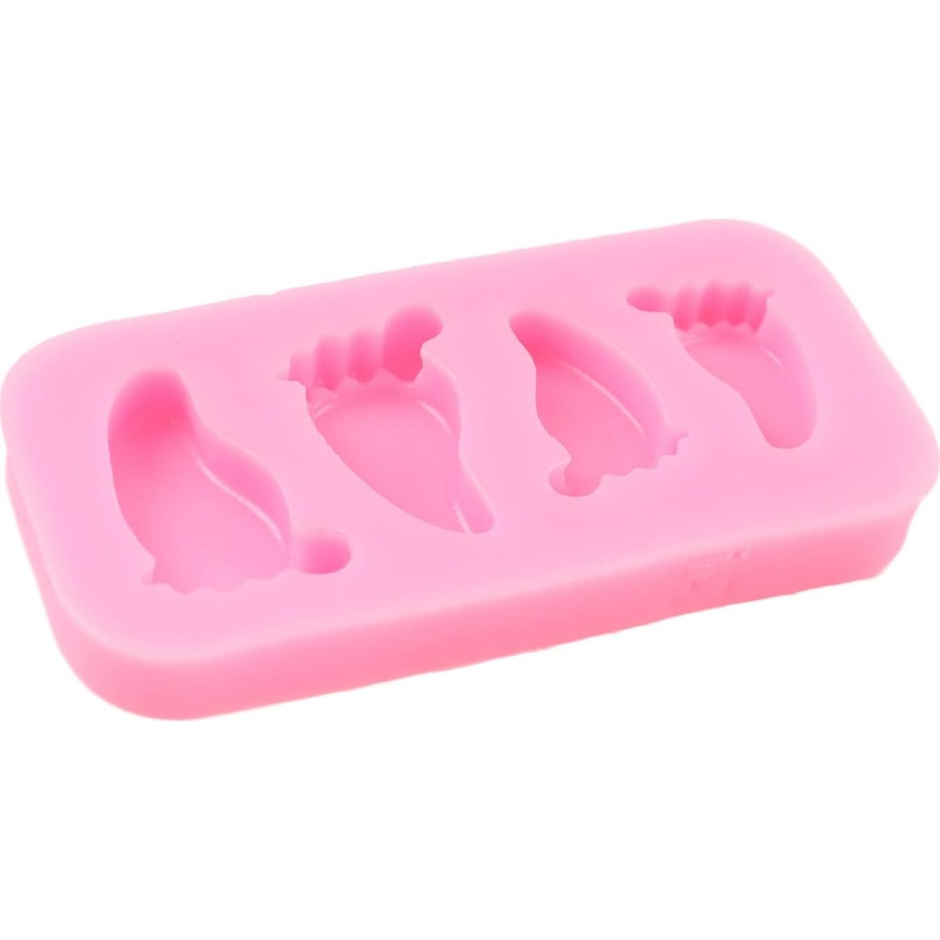 Molde de Silicona Huella de Bebé QDMOLDS 4x8 cm Rosa