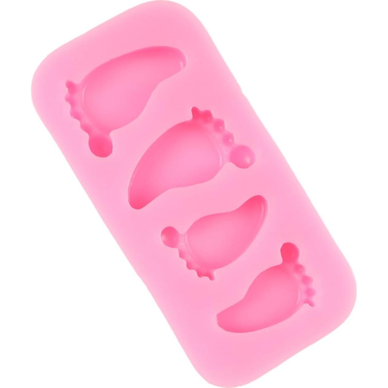 Molde de Silicona Huella de Bebé QDMOLDS 4x8 cm Rosa