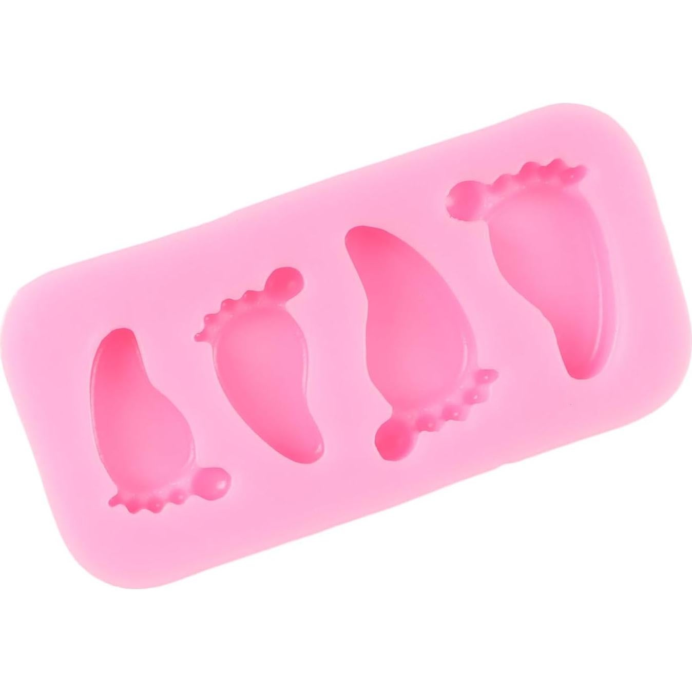Molde de Silicona Huella de Bebé QDMOLDS 4x8 cm Rosa
