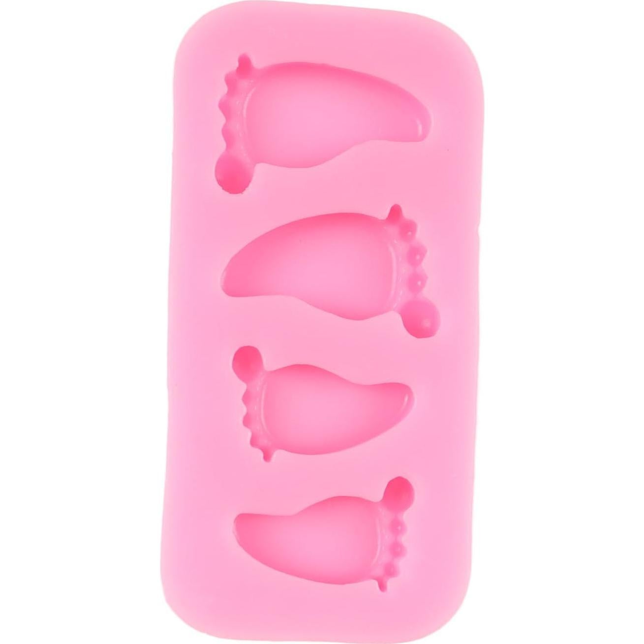 Molde de Silicona Huella de Bebé QDMOLDS 4x8 cm Rosa