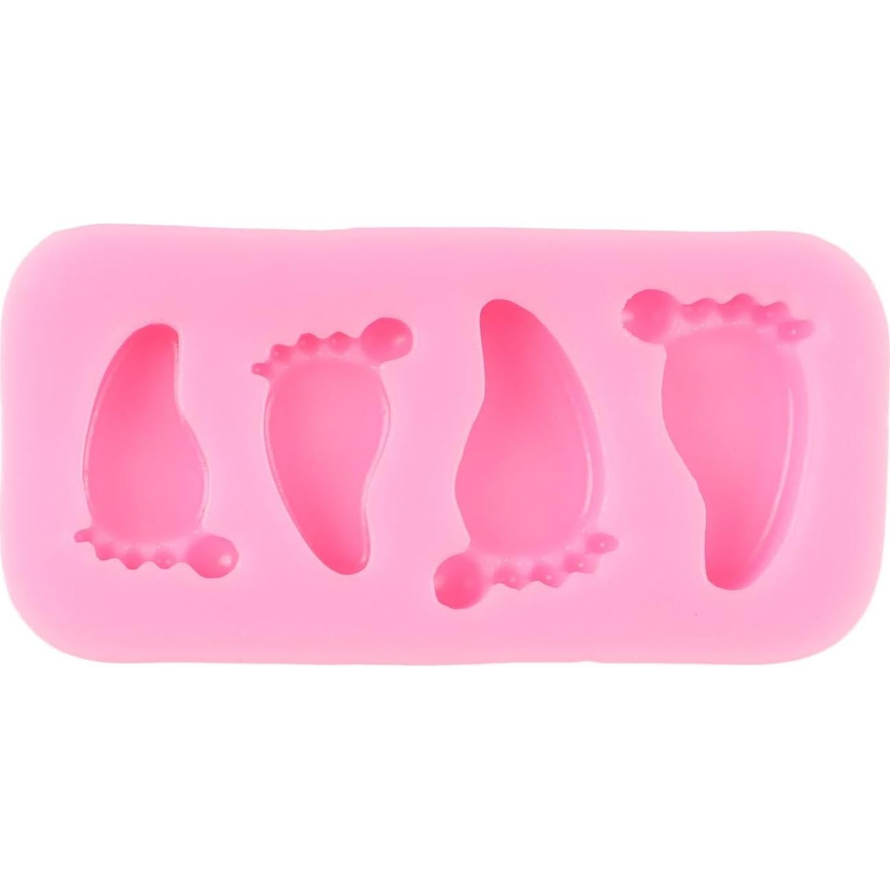 Molde de Silicona Huella de Bebé QDMOLDS 4x8 cm Rosa