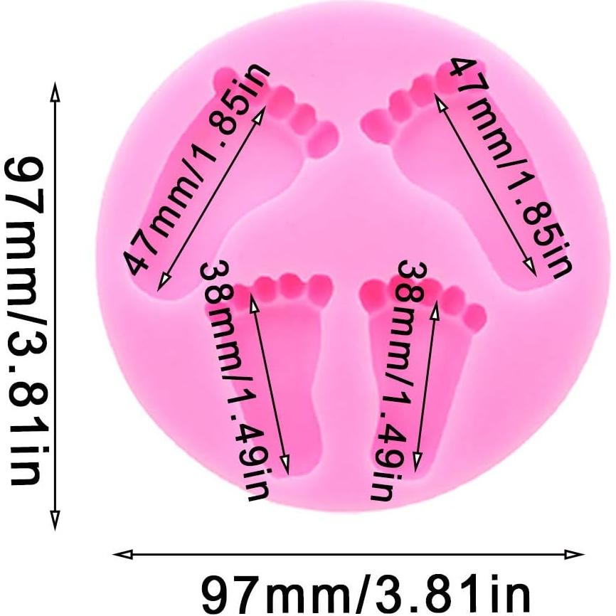 Molde de Silicona KuuGuu 4 Piezas Pies de Bebé Decoración Pastel