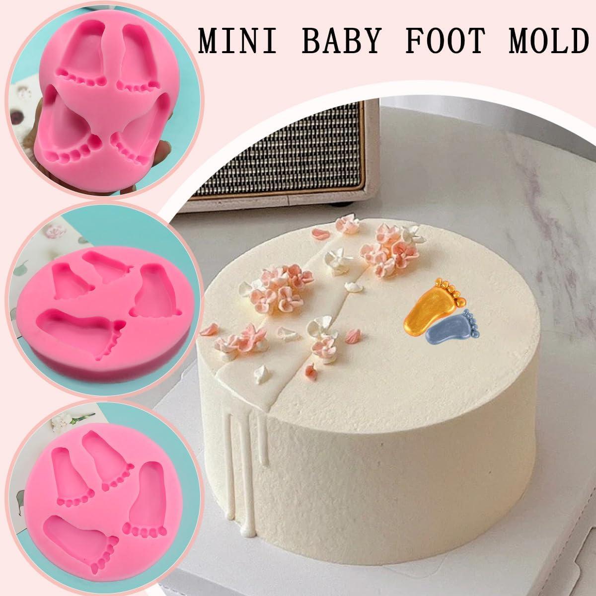 Molde de Silicona KuuGuu 4 Piezas Pies de Bebé Decoración Pastel