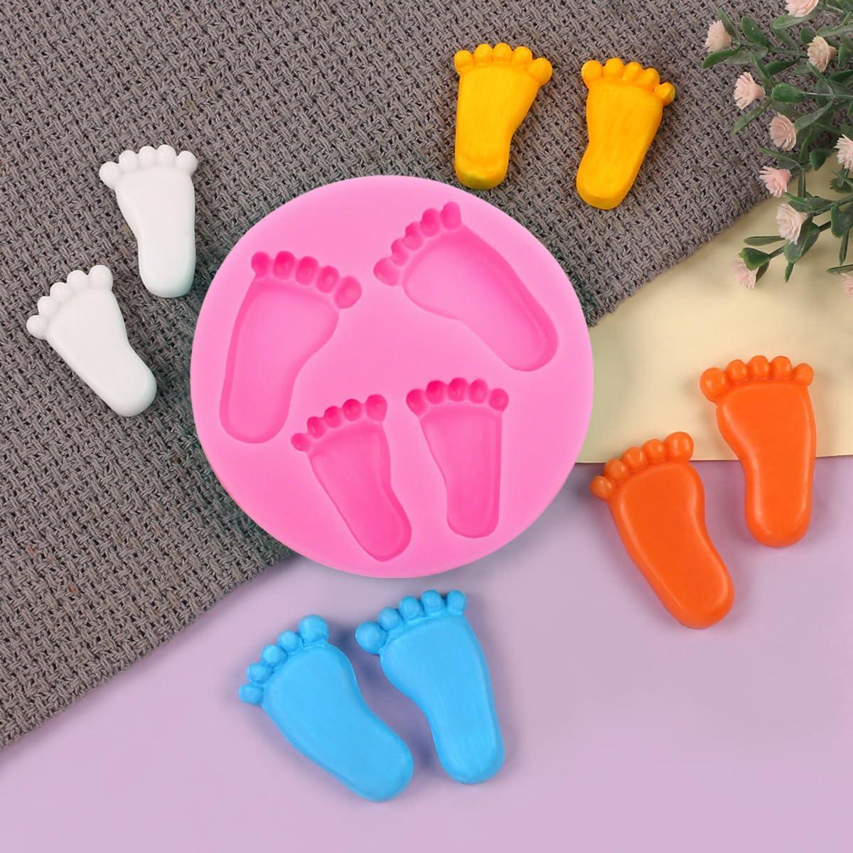 Molde de Silicona KuuGuu 4 Piezas Pies de Bebé Decoración Pastel
