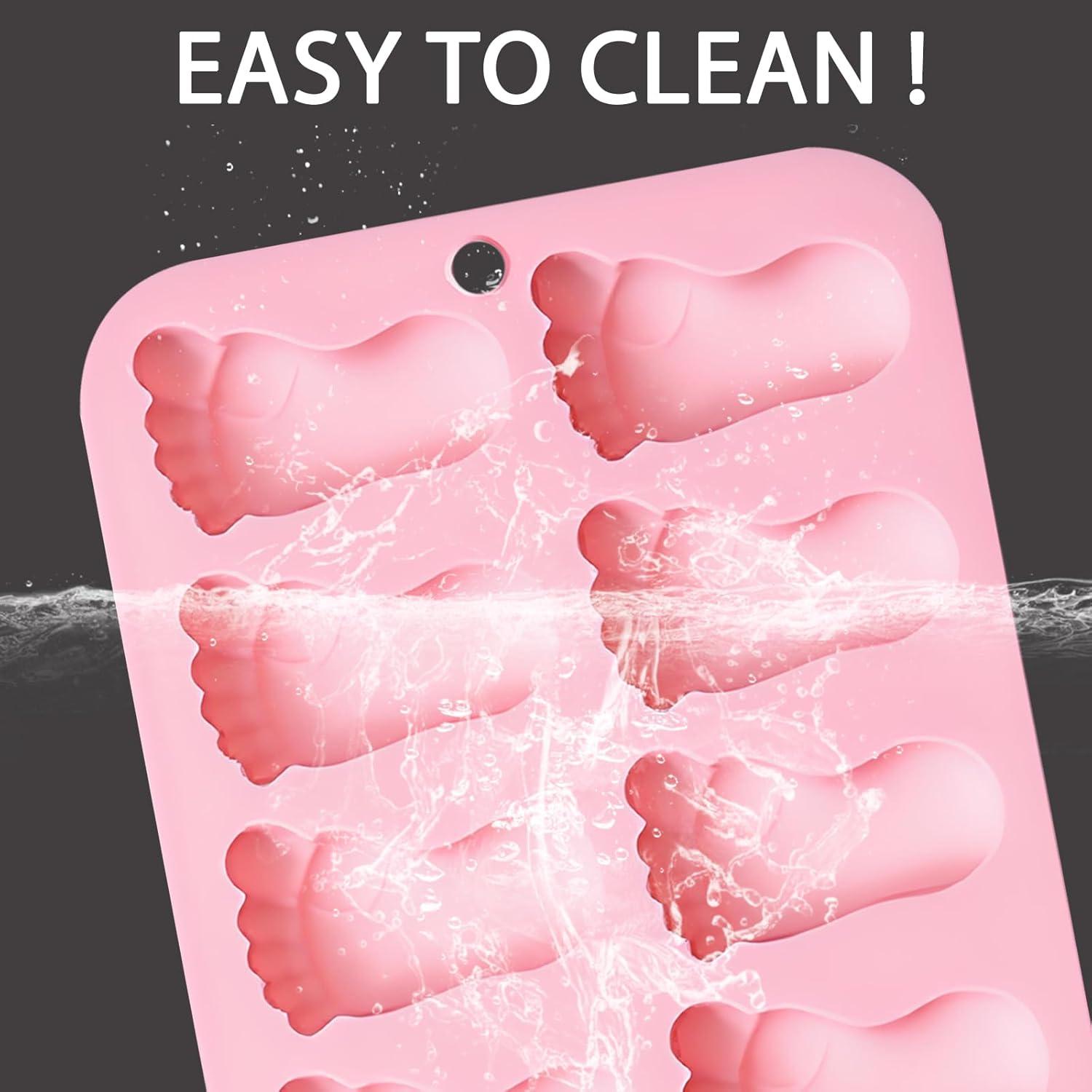 Molde de Silicona Rosa para Huellas de Bebé Fchil - 8 Cavidades